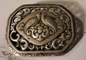 Unique Antique Emil Hoye Norway 830 Silver Pierced Openwork Brooch Pair of Dove - Picture 1 of 11