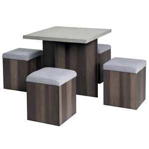 HOMCOM Dining Table w/ 4 Ottomans Seats Kitchen Home Furniture Set Modern Style - Picture 1 of 11