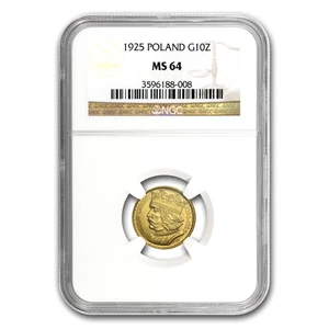 1925 Poland Gold 10 Zlotych Boleslaw MS-64 NGC - Picture 1 of 3