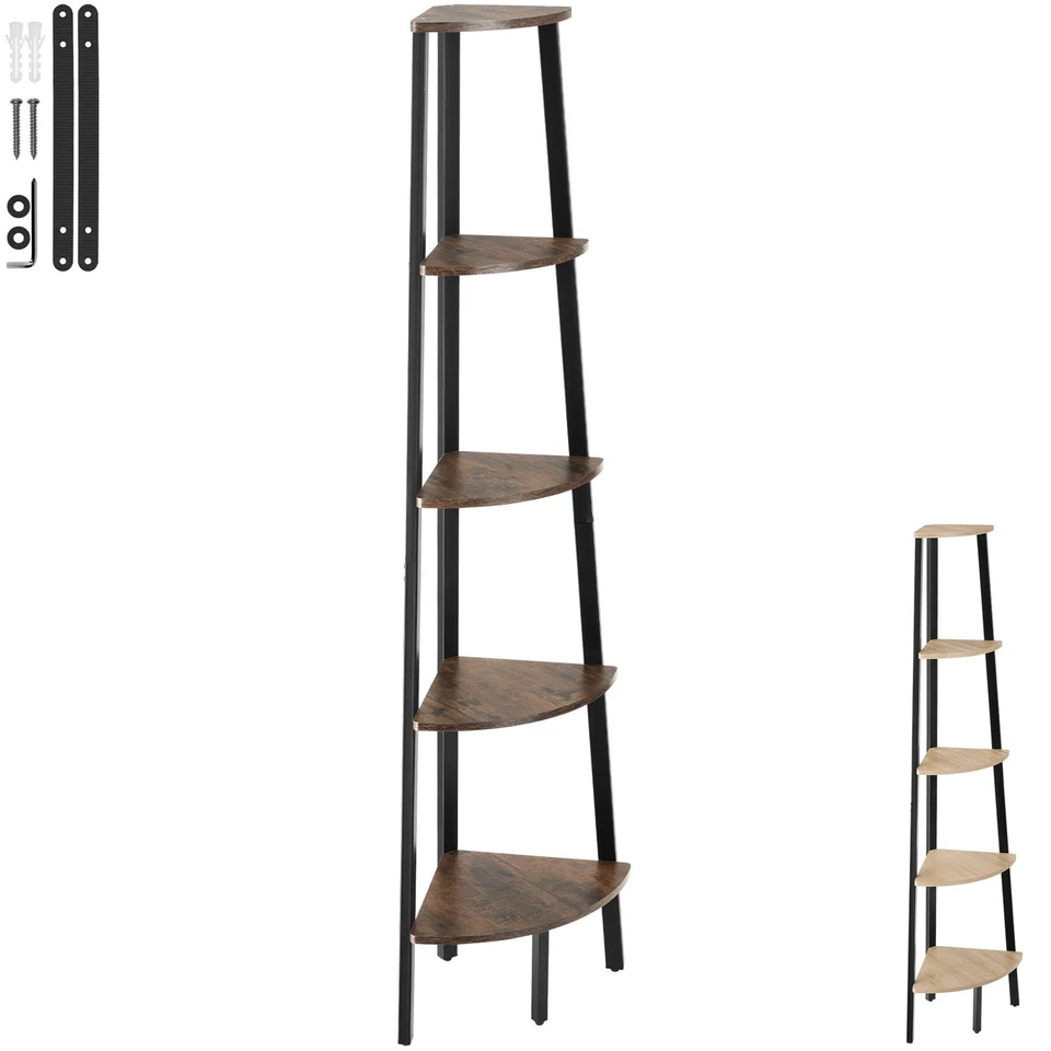 Scaffali angolo Portland stile industriale 5 ripiani libreria alta legno metallo - Immagine 1 di 1