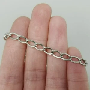 Vintage Sterling Silver Chain Bracelet Charm 7 1/2 Inches Long - Picture 1 of 7
