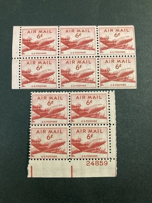 Scott # C 39a - U.S. Booklet Pane Of 6 - Plus # C 39 Plate Block of 4 MNH - 1949 - Image 1 of 2