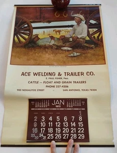 Vintage 1972 Papier Wandkalender 21x14 - Mittagspause - Tom Ryan Cowboy Western - Bild 1 von 6