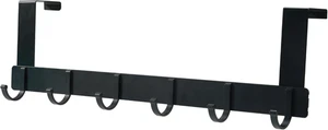 Appendiabiti Da Porta, 6 Ganci Nero in Acciaio Inox Resistente Fino a 20Kg per C - Foto 1 di 12
