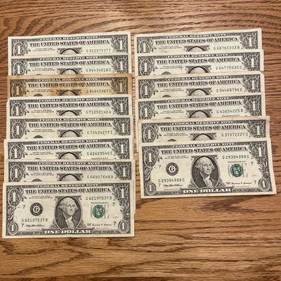 1999 Series G $1 One Dollar Bills Circulated. Lot 14. G29394999C - Image 1 of 4