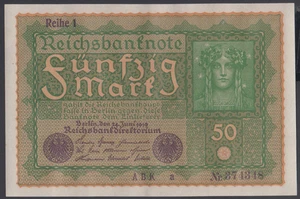 Germany  50  Mark 1919  XF+++  P. 66,   Banknotes, Circulated - Picture 1 of 2