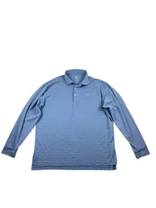 Polo uomo Valhalla campo da golf manica lunga blu grigio a righe taglia XL - Foto 1 di 4