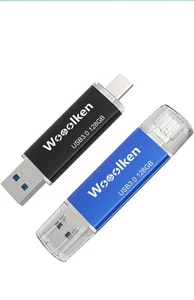 Wooolken USB C Flash Drive 128GB 2 Pack, USB 3.0 Dual Drive - Afbeelding 1 van 8
