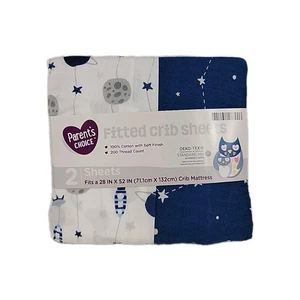 Parents Choice 2er-Set Spannbettmatratze Laken passt 28 x 52 Zoll NEU Weiß Blau - Bild 1 von 5