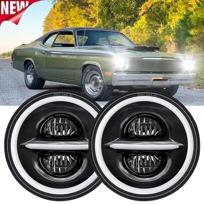 Faros LED redondos de 7 pulgadas haz alto-bajo DRL para Plymouth Barracuda Duster 340 Foto 1 de 4