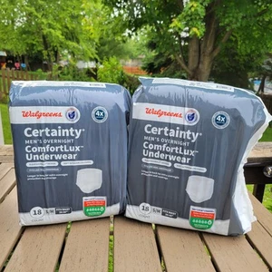 Walgreens Certainty Mens Overnight Underwear Size S/M. 2 Packs - Imagen 1 de 4