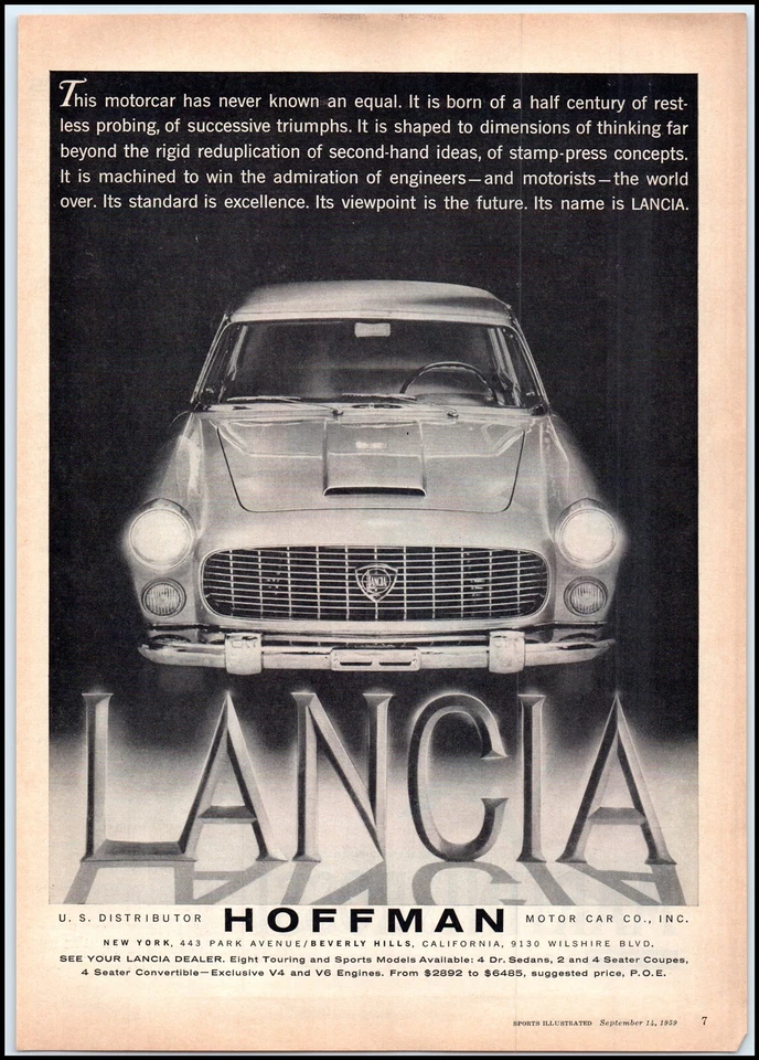 Lancia 1959 automóvil coche anuncio impreso BX4 Foto 1 de 1