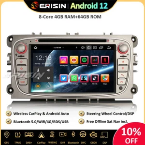 64GB DAB+ Android 12 Car Stereo Sat Nav CarPlay Ford Mondeo Focus S/C-Max Galaxy - Picture 1 of 13