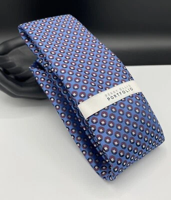 PERRY ELLIS Portfolio Men's 100% Polyester Tie ~ Blue ~ Geometric ~ MSRP: $55. - Изображение 1 из 3