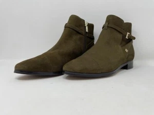 Ivanka Trump Dark Green Suede Zip up Ankle Boots Women's Size US 6 - Picture 1 of 5