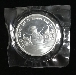 2003 1 Troy oz Let it Snow Snowman .999 Fine Silver Round Coin - Picture 1 of 2