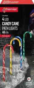 Premier Christmas Outdoor Garden LED Candy Cane Path Lights - 4 Piece - MULTI - Picture 1 of 7