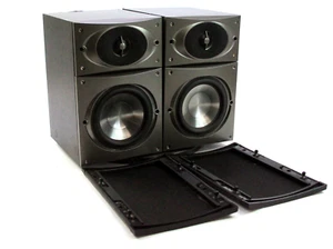 Set of 2 Phase Technology Velocity V-4 Bookshelf Speaker Pair Black - Picture 1 of 7