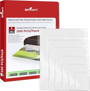 6-in-1 Laminating Sheets Variety Pack (200 Count), Thermal Laminating Pouches - Picture 1 of 6