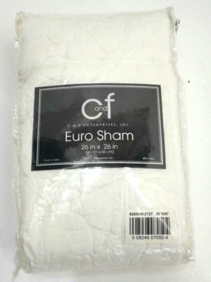 C & F 82058W.2727 белый Mara Euro Sham вручную стеганая хлопок 26 «x 26» кол-во 1 - Изображение 1 из 3