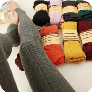 Cyridy Mujeres Otoño Informal Leggins Cálidos Invierno Rayas Tejido Grueso Ajustado Legging - Imagen 1 de 6