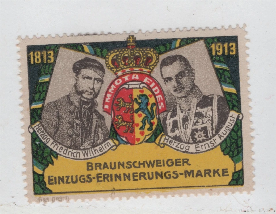 BRUNSWICK GERMANY 1913 POSTER STAMP ROYALTY - Image 1 of 1