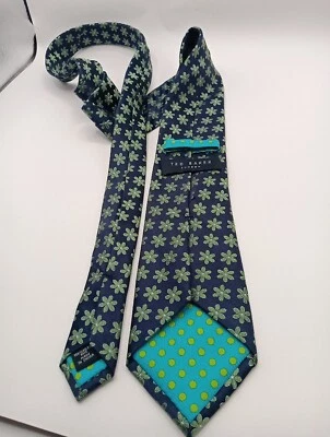 Corbata de diseñador Ted Baker London 100 % seda azul verde floral 59,5"x 3,5" para hombre Foto 1 de 4
