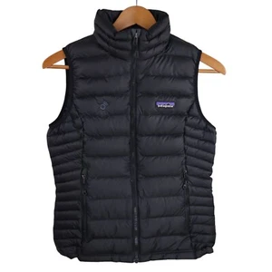 Patagonia Goose Down Puffer Quilted Insulated Sweater Vest Womens XS Black Coat - Picture 1 of 7