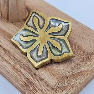 Golden Lotus Flower Pin w Shimmering Pale Pastel Resin - Picture 1 of 4