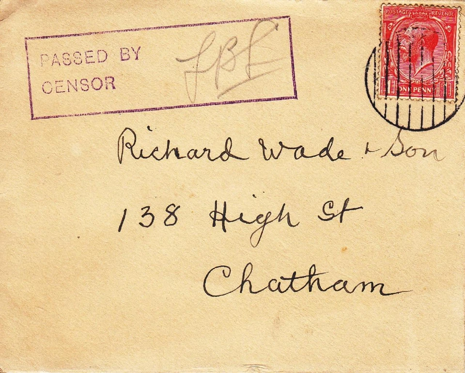 Large Boxed Purple "Passed by Censor" Hand Stamp (M1663) - Image 1 of 1