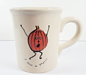 Taza de café de Halloween de colección "Vi un fantasma" calabaza asustada funcionando 20 oz - Imagen 1 de 10