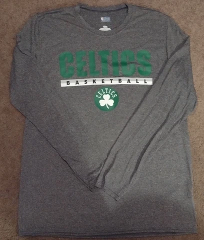 Boston Celtics NBA Brand Long Sleeve T-shirt. NWT.  Color - Gray. Size - Large Cover
