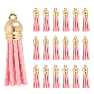100Pcs Leather Tassels 1.5" Faux Leather Suede Keychain for DIY Pink - Picture 1 of 7