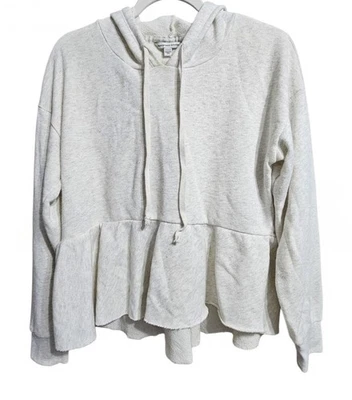 Sudadera con capucha American Eagle Peplum para mujer/blanco roto crema/talla mediana Foto 1 de 4