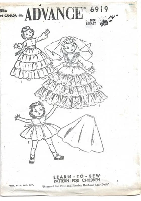 Patrón vintage para trajes de muñeca Toni de 14" - novia - avance 6916 - copia Foto 1 de 3