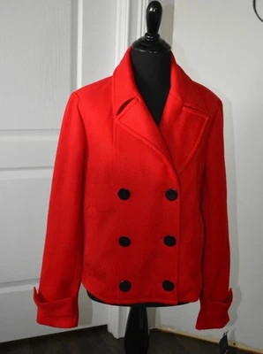 Abrigo Lands End Petite Pea para mujer rojo tareas náuticas doble pecho talla 12P Foto 1 de 4