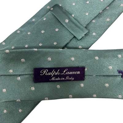Ralph Lauren Purple Label Men's Tie Polka Dot Green Silk 3 5/8" (W) x 58.5" (L) - Image 1 of 4