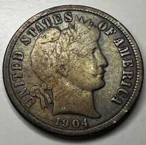 1904-S BARBER DIME T7 - Picture 1 of 5