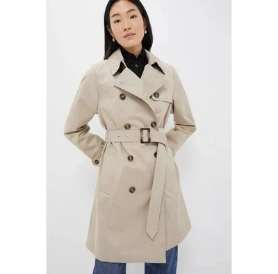NWT BARBOUR SHORT GRETA SHOWERPROOF TRENCH COAT LIGHT FAWN WOMEN’S US 6 / UK10 - Image 1 of 4