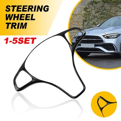 Cubierta interior del volante del coche para Benz Clase C W205 2015-2019 fibra de carbono Foto 1 de 4