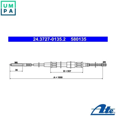 CABLE PULL PARKING BRAKE 24.3727-0135.2 FOR VW CABRIO/IV/Cabriolet/III GOLF/Mk - Image 1 of 4