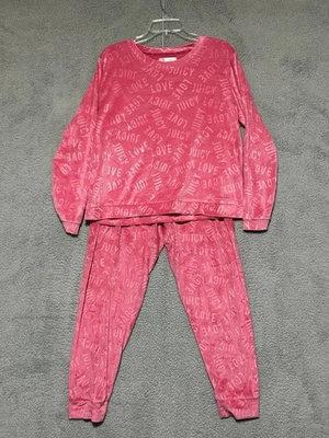 Juicy Couture Velour 2pc Sleepwear Set Embossed Logo Pajamas Size XL Pink - Image 1 of 4