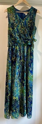 Maxi Vestido Coldwater Creek Floral Talla 10 Sin Mangas Envolvente Largo Cottagecore Boho Foto 1 de 4