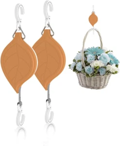 Retractable Hanging Planters Pulley, 2 Pack Hanging Flower Basket Hangers, Indoo - Picture 1 of 6