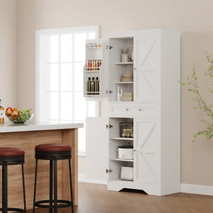 72" Kitchen Pantry Storage Cabinet with Drawer, 4 Doors & Adjustable Shelves - Picture 1 of 7
