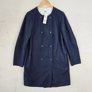 LACOSTE Navy Double Breasted Long Coat, 80% Wool 40" Medium BNWT - Picture 1 of 10