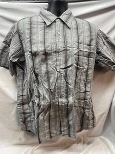 Rusty Cotton Light Grey Black Button Down Short Sleeve Shirt Men's Size Large - Picture 1 of 13