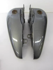 Indian Motorcycle Left/Right Gas Fuel Tank Gunmetal Grey w/Gold Lettering - Picture 1 of 22