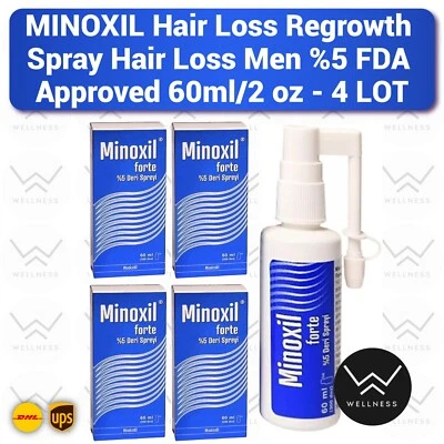 MINOXIL Forte Spray Anti Pérdida de Cabello Cuero Cabelludo (Aprobado por la FDA) - LOTE DE 4 Foto 1 de 2