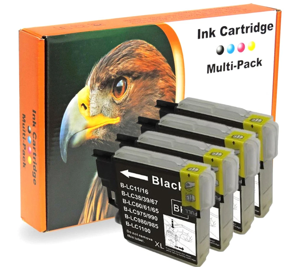 4 schwarze Patronen passend für Brother DCP-145C DCP-165C DCP-195C DCP-365CN - Bild 1 von 1